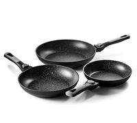 Pradel Excellence - Set of 3 Frying Pans - Removable Handles - Stone-Effect Non-Stick Interior - 20/24/28 cm - Forged Aluminium - Suitable for All Heat Sources Including Induction