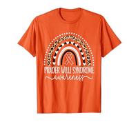 Prader Willi Syndrome Awareness Wear Orange Leopard Rainbow T-Shirt
