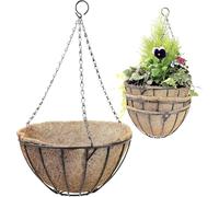 PRADICHI 4-Pack Hanging Basket Planters with Natural Coco Coir Liners & Chains - Heavy-Duty Metal Flower Pots for Indoor & Outdoor Porch, Garden, and Patio - 30cm & 35cm Variations (30cm)