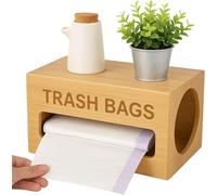 PRADICHI Bamboo Trash Bag Dispenser - Garbage Bag Roll Holder & Organizer with Handle - Kitchen Countertop, Under Sink, or Wall Mount Waste Bag Storage Container (Natural (1 Tier)