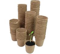 PRADICHI Biodegradable Seedling Pots - 96 Pcs Eco-Friendly Paper Fiber Plant Pots for Seed Starting - Round Compostable Nursery Cups for Vegetables, Herbs & Flowers (8 cm)