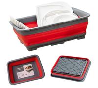 PRADICHI Collapsible Wash Basin Folding Wash Tub Portable Retractable Washing Bowl Thickened Multi-Purpose Wash Foam Foot Bath Travel Outdoor Car Laundry Camping Basin (Red/Grey)
