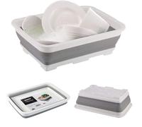 PRADICHI Collapsible Wash Basin Folding Wash Tub Portable Retractable Washing Bowl Thickened Multi-Purpose Wash Foam Foot Bath Travel Outdoor Car Laundry Camping Basin (Grey/White)