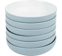 PRADICHI Dinner Bowl Set of 6 - Lightweight & Stylish Deep Serving Bowls for Cereal, Soup, Pasta, Salad & Snacks - Microwave & Dishwasher Safe Tableware for Home, Kitchen & Outdoor Dining (Blue White)
