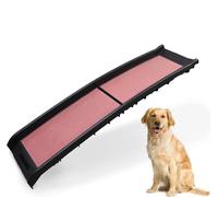 PRADICHI Foldable Pet Ramp for Dogs - Anti-Slip Lightweight & Portable Plastic Car Ramp - Dog Ramps for Cars, Trucks, SUVs & Home Use - Available in Black, Blue & Red (Red, 156x40cm)