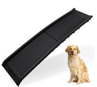 PRADICHI Foldable Pet Ramp for Dogs - Anti-Slip Lightweight & Portable Plastic Car Ramp - Dog Ramps for Cars, Trucks, SUVs & Home Use - Available in Black, Blue & Red (Black, 156x40cm)