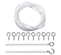 PRADICHI Net Curtain Wire and Hooks Set - 3m Curtain Wire Kit with 8 Eyes & 8 Hooks - Multipurpose Durable Wire for Window Net Curtains,Picture Hanging