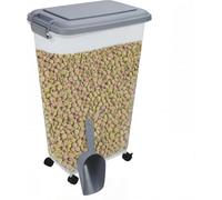 PRADICHI Pet Food Storage Container with Flip-Top Locking Lid & Integrated Scoop - Airtight Plastic Bin for Dog, Cat, Bird & Animal Dry Food - 15kg Capacity - 20L / 30L / 40L (Transparent, 40 L)