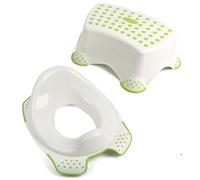 PRADICHI Toilet Training Seat + Non Slip Step Stool for Kids | Toddler Potty Training Combo Unisex White | Safe Toilet Seat & Stool for Bathroom and Home (Green)