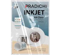 PRADICHI Water Slide Decal Paper A4 Size - 20 Sheets Waterslide Transfer Paper for Inkjet & Laser Printers | DIY Crafts, Mugs, Glass, Ceramics & Personalized Projects (20PACK Inkjet Clear)