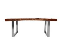 praecipua wooden coffee table with silver steel base in brown