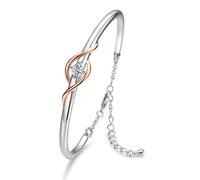 Praelinos Guardian of Love Bracelet White/Rose Gold Plated Bracelets for Women Silver Tone Jewellery 5A Cubic Zirconia Mother's Day Valentines Birthday Gifts for Women Mum Girls Girlfriend Her