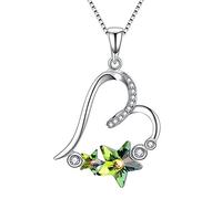 Praelinos Love Heart Necklace for Women 925 Sterling Silver White Gold Plated Crystal Pendant Necklaces Anniversary Birthday Valentine's Day Mother's Day Jewellery Gifts For Her Wife Girlfriend