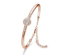 Praelinos Pure Love Bracelet for Women Silver Tone Bracelet Rose Gold Plated Bangle 5A Cubic Zirconia Anniversary Mother's Day Christmas Birthday Jewellery Gifts for Women Mom Girls Girlfriend Her
