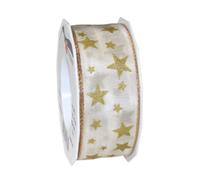 PRÄSENT - Arktis Wired & Printed Ribbon Cream 40 mm width, 20 m length