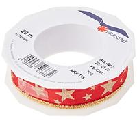 PRÄSENT - Arktis Wired & Printed Ribbon Red-Gold 25 mm width, 20 m length