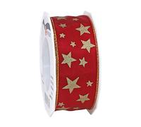 Präsent - Arktis Wired & Printed Ribbon Ruby Red 40 mm Width, 20 m Length