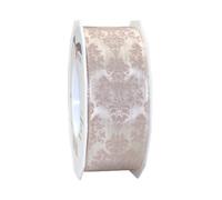PRÄSENT - Brixen Wired & Printed Ribbon Cream 40 mm width, 20 m length