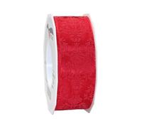 PRÄSENT - Brixen Wired & Printed Ribbon Red 40 mm width, 20 m length