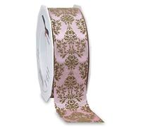 Präsent - Brixen Wired & Printed Ribbon Rose-Taupe 40 mm Width, 20 m Length