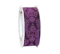 Präsent - Brixen Wired & Printed Ribbon Violet 40 mm Width, 20 m Length