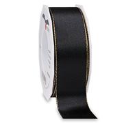 Präsent - Broadway Satin Ribbon Black Gold 25-m-Roll 40 mm width