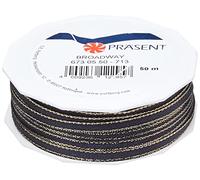 Präsent - Broadway Satin Ribbon Black Gold 50-m-Spool 5 mm width