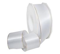 Präsent - Broadway Satin Ribbon White-Gold 25-m-Roll 40 mm width