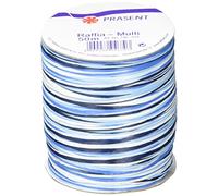 PRÄSENT C.E. Pattberg RAFFIA Multicolour Blue-White-Cream Ribbon, 55 Yards for Wrapping Presents, 5-Strand for Gifts, Accessories for Decorating and Handicrafts, for Every Occasion