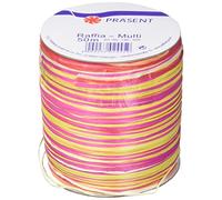 PRÄSENT C.E. Pattberg RAFFIA Multicolour Pink-Yellow-Red Ribbon, 55 Yards, 5-Strand Gift Ribbon for Wrapping Presents, Decorating & Handicrafts, Formal/Special Events