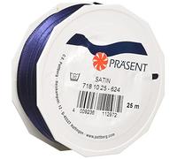 PRÄSENT C.E. Pattberg SATIN dark blue gift ribbon, 27 yards for Wrapping Gifts, Ribbon for Decorating & Crafting, Decorative Ribbon for Gifts, for every occasion, 10mm - 25m