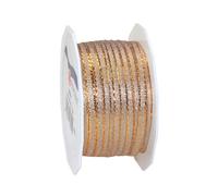 PRÄSENT C.E. Pattberg WIEN Gift Ribbon in Gold, Metallic Mesh, 55 Yards, 0.2 Inch Width, Multi-purpose, Luxury, Perfect for Christmas & Every Occasion
