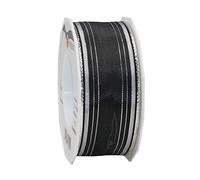 Präsent - Chamonix Wired Ribbon Black-Silver 40 mm Width, 20 m Length