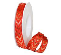 Präsent - Chevron Woven Ribbon Red-Gold 20-m-Roll 15 mm width