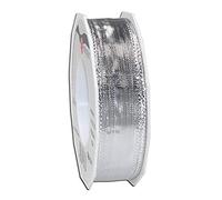 Präsent - Devon Wired Ribbon Silver 20-m-Roll 25 mm width
