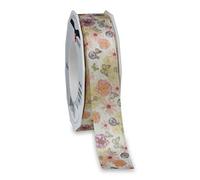 Präsent - Florenz Printed Satin Ribbon Light Yellow 25 mm Width, 20 m Length