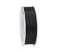 Präsent - Four Seasons Organza Wired Edge Ribbon Black 25 mm Width, 25 m Length