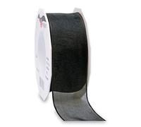 Präsent - Four Seasons Organza Wired Edge Ribbon Black 40 mm Width, 25 m Length