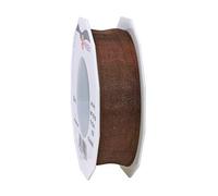 Präsent - Four Seasons Organza Wired Edge Ribbon Brown 25 mm Width, 25 m Length