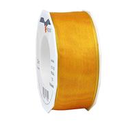 Präsent - Four Seasons Organza Wired Edge Ribbon Cabin Yellow 40 mm Width, 25 m Length