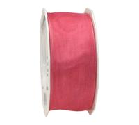 PRÄSENT - Four Seasons Organza wired edge Ribbon Coral 40 mm width, 25 m length