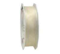 PRÄSENT - Four Seasons Organza wired edge Ribbon Cream 25 mm width, 25 m length