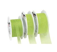 PRÄSENT - Four Seasons Organza wired edge Ribbon Grass Green 10 mm width, 25 m length