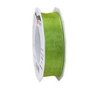 Präsent - Four Seasons Organza Wired Edge Ribbon Grass Green 25 mm Width, 25 m Length