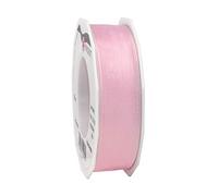 Präsent - Four Seasons Organza Wired Edge Ribbon Ligth Pink 25 mm Width, 25 m Length