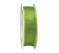 C.E. Pattberg Präsent - Four Seasons Organza wired edge Ribbon Lime Green-Yellow 25 mm width, 25 m length
