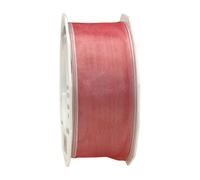 PRÄSENT - Four Seasons Organza wired edge Ribbon Melon 40 mm width, 25 m length