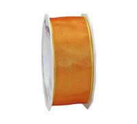 Präsent - Four Seasons Organza Wired Edge Ribbon Orange 40 mm Width, 25 m Length