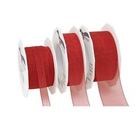 C.E. Pattberg Präsent - Four Seasons Organza wired edge Ribbon Red 10 mm width, 25 m length