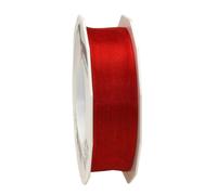 C.E. Pattberg Präsent - Four Seasons Organza wired edge Ribbon Red 25 mm width, 25 m length